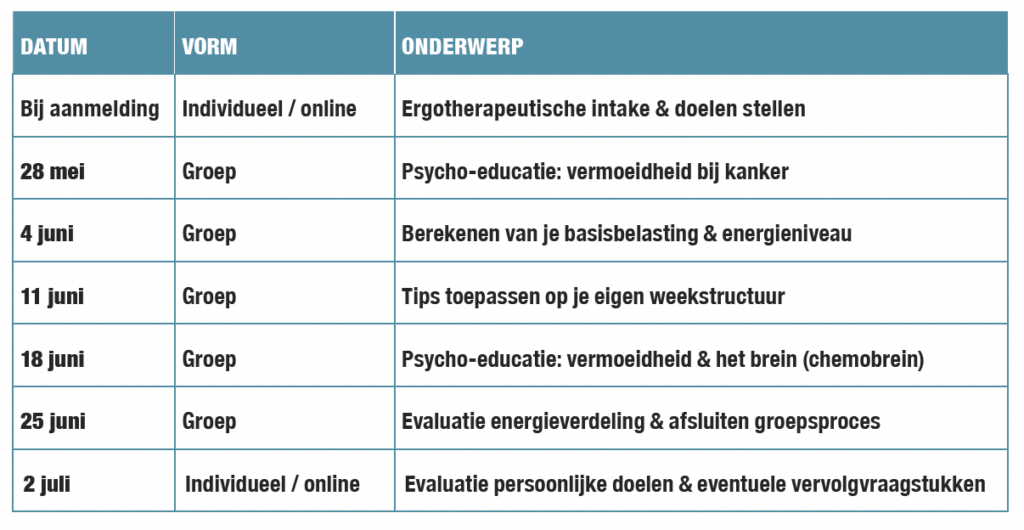 Planning Ergotherapiegroep Huis aan het Water