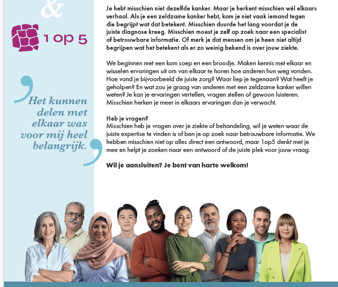 Flyer ontmoeting voor mensen met een zeldzame kanker