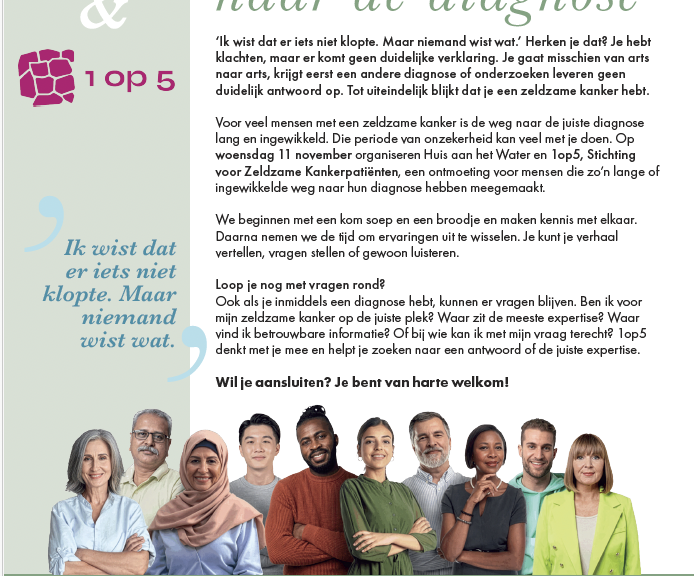 Flyer ontmoeting voor mensen met een zeldzame kanker